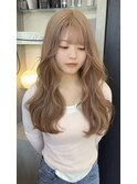 ロング　ケアブリーチ　顔周り　ミルクティーベージュ　10代20代