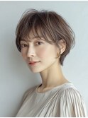 ミセスショートボブ白髪ぼかし脱白髪染め30代40代50代60代♪
