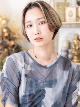 カバーヘア ブリス 志木南口駅前店(COVER HAIR bliss) 韓国風ダブルカラーアップバング小顔ひし形レイヤーボブ30代