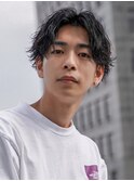 波巻きセンターパート/波巻きパーマ/センターパート