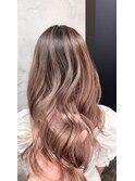 ナチュラルバレイヤージュ×ミルクティーピンク