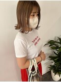 #外ハネボブ シナモンベージュ 切りっぱなしボブ