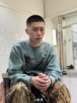 メリケンバーバーショップ フクオカ(MERICAN BARBERSHOP FUK)&nbsp;べリーショートダークアッシュニュアンスパーマ韓国マッシュ