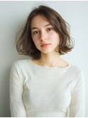くびレイヤーエモージュ前髪モテベージュレイヤーミディ/高円寺