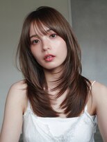 アルバム 池袋(ALBUM)&nbsp;オリーブベージュ暗めカラーレイヤーロング_F60912