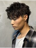 ツイストスパイラルパーマメンズショートメンズパーマ群馬高崎眉