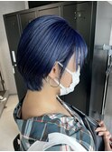 ディープブルー×ショートボブ