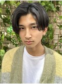 センターパート韓国ヘアニュアンスパーマトランクスヘア