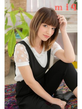 ミック 日暮里店(miq) インナーハイライト外国人風グラマラスレイヤーミディアムb1