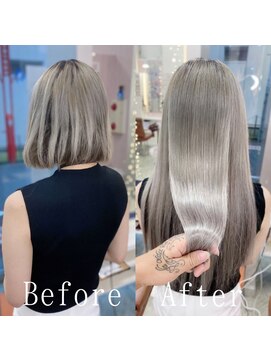 エクステ専門店あるじゃんすー 広島店 プラチナシルバー#シールエクステ#グレージュ#美髪#広島
