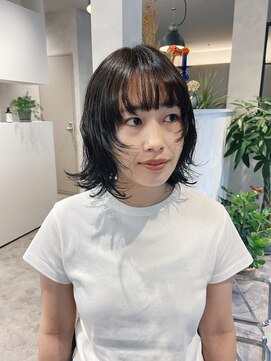 オンドバイサク(ondo by Saku) 顔まわりカット/アッシュグレー/ニュアンスパーマ/20代