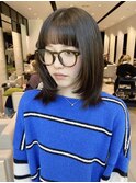 韓国ミディアムレイヤー顔まわり前髪カット