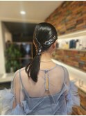 金箔ヘア/銀箔ヘア/結婚式/ヘアセット/タイトヘア