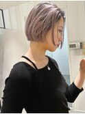 コントラストバレイヤージュカラー ハイトーンカラー ミニボブ