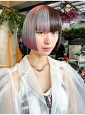 ワンレン透明感カラー小顔オリーブカラー_F30346