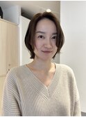 ショートレイヤーにブリなしダブルカラーでオリーブベージュ
