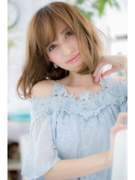 ミック ヘアアンドメイク アップ 駒込店(miq Hair&Make up) やわらか♪ハイトーンカラー大人ガーリーフェザーボブc1