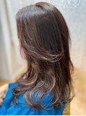 前髪なし　サイドバング　　ラベンダーベージュワンレングスボブ