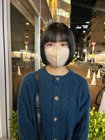 カフ(CAF) CAF FUKO ブルーブラック/切りっぱなしボブ/大阪/心斎橋