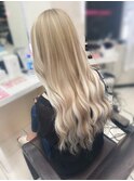 ベージュ×ホワイト#ハイライト#ミディアムから#エクステ80枚