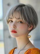 ムウ 難波(MOU)&nbsp;ショートボブくびれヘアアプリコットオレンジ20代30代40代50代