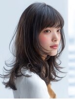ダル 渋谷/表参道(DAL.)&nbsp;ミディアムレイヤーバタフライカットハッシュカットダークグレー