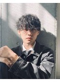 センターパート波巻きパーマニュアンスパーマ