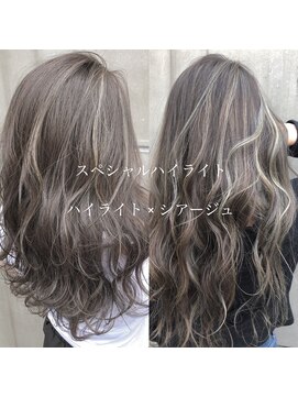 キラ 渋谷(KILLA) 3Dカラーロングヘアイルミナカラー無造作カールグレージュ_北間