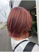 ピンクブラウン/切りっぱなしボブ