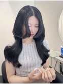 ブルーブラックカラー/韓国レイヤースタイル