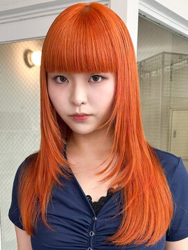 カシェル トウキョウ(Cashel Tokyo) オレンジ ブリーチ1回 オレンジブラウン レイヤー ワイドバング