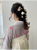 #ヘアアレンジ#ヘアセット#編みおろし#着付け#メイク