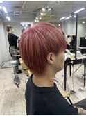 ピンクベージュ韓国マッシュ似合わせカットメルティカラー所沢