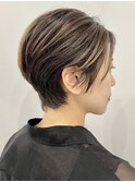前下がりショート・ボブ/絶壁解消/前髪なし/30代/40代/50代