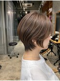 ◇大人40代50代60代ショートボブ丸みショート白髪ぼかし