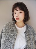 札幌人気ボブ　大人かわいいふんわりパーマボブ　前髪あり