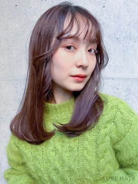 オーブ ヘアー クレイ 高知3号店(AUBE HAIR clay) 20代・30代_顔回りレイヤー_セミロングストレート