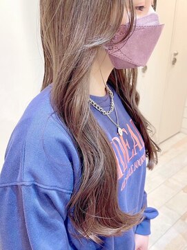 ネオリーブ アンド 渋谷店(Neolive &) 斜めバング/グレージュカラー/シルキーベージュ/韓国/渋谷