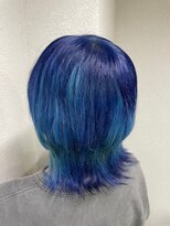 アジールヘア 所沢プロペ通り店(agir hair)&nbsp;ネイビーブルー美髪ウルフカットブリーチカラー所沢練馬