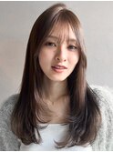 ナチュラルカールシースルーバングこなれヘアワイドバング