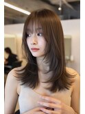 ミディアムレイヤー顔周りレイヤーハッシュカット韓国へア