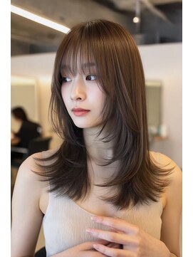 ケシキ 表参道 原宿(kesiki.) ミディアムレイヤー顔周りレイヤーハッシュカット韓国へア