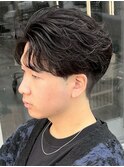 渋谷ニュアンスフェザーパーマ毛流れセンターパートツーブロック