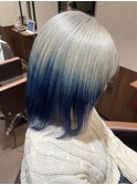ホワイトとブルーのルーツカラー