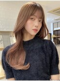 まろピンクベージュ*韓国ヘア くびれヘア 顔まわりカット 艶髪