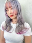 ホワイトラベンダー裾ピンク_チェリーブラウン_ba357002