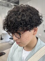 メンズプードルパーマ波巻きスパイラルパーマコンマヘア