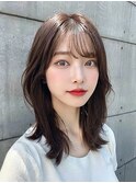 大人女性ワンカールレイヤー美髪エアリーセミディピンクブラウン