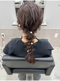 編みおろしヘアセット/アップヘア/ローポニー/結婚式ヘアセット