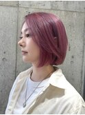 ★ハイトーンカラー韓国ヘア顔周りレイヤーカットピンクベージュ